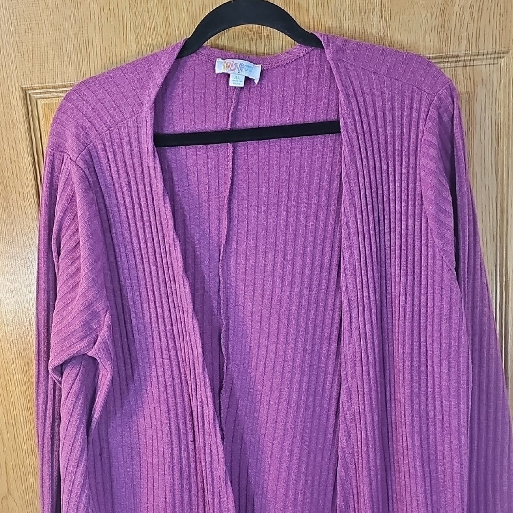 LuLaRoe Purple Ribbed Open Cardigan - Picture 8 of 11